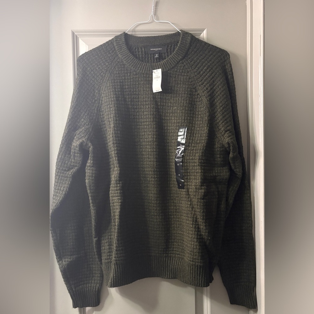 Banana Republic Olive Waffle Knit Pullover